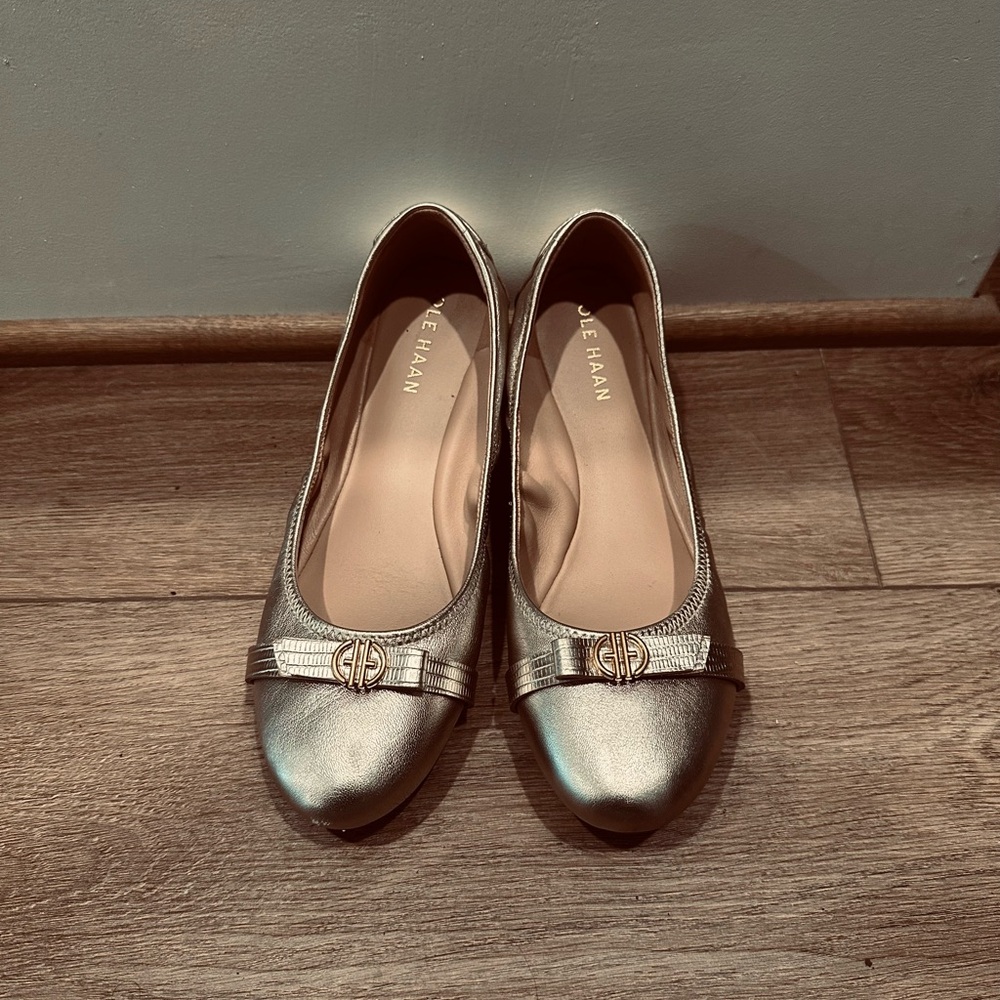 Cole Haan Gold Ballet Flats with Ornamental Charm